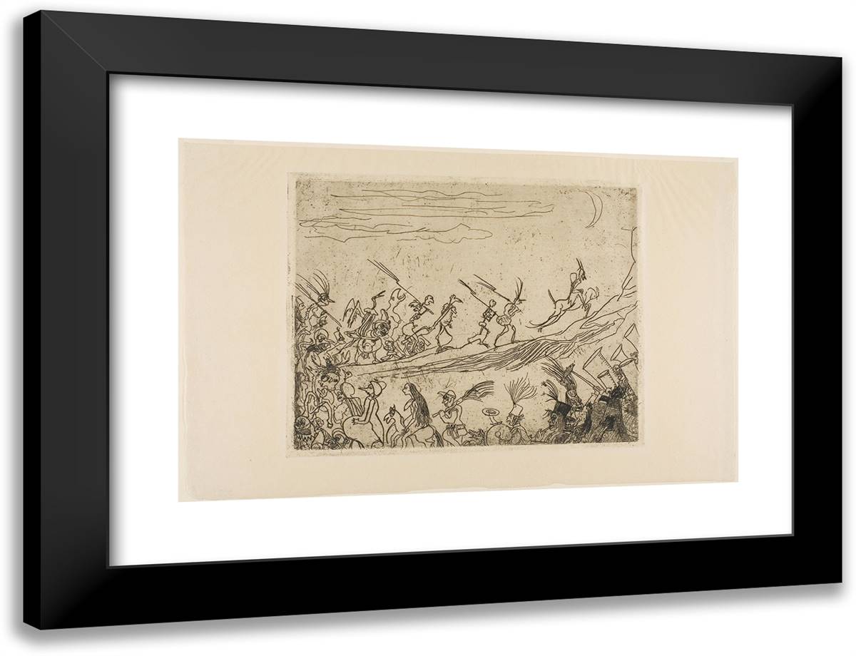 The Infernal Cortege 24x18 Black Modern Wood Framed Art Print Poster by Ensor, James