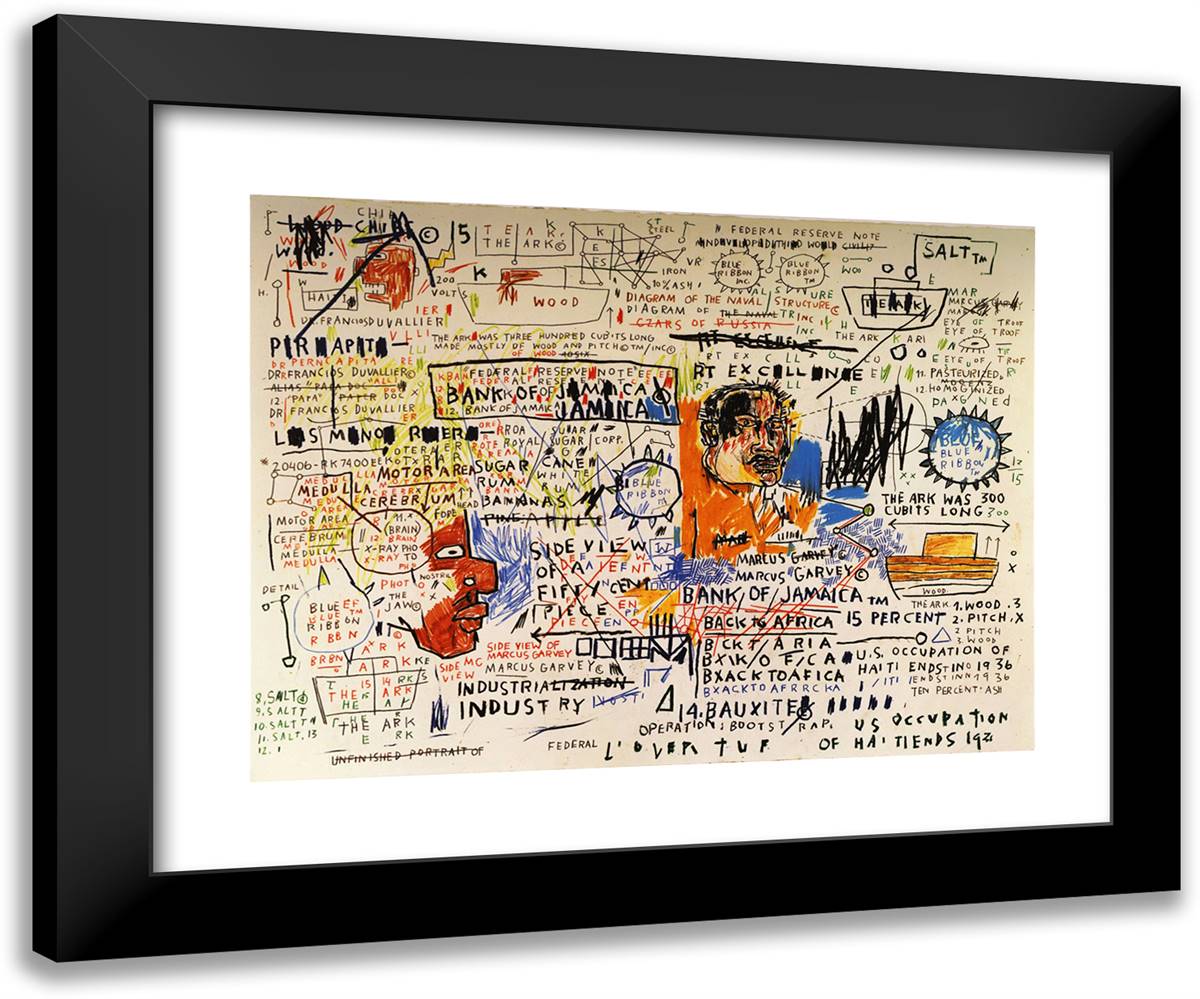 50 Cent Piece 24x20 Black Modern Wood Framed Art Print Poster by Basquiat, Jean Michel