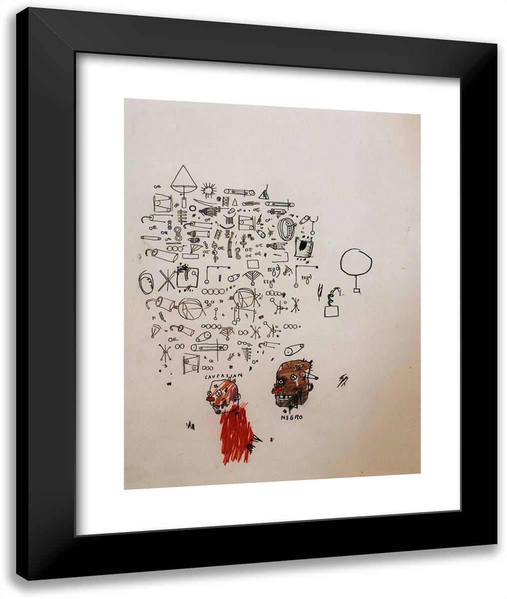 Caucasian, Negro 20x24 Black Modern Wood Framed Art Print Poster by Basquiat, Jean Michel