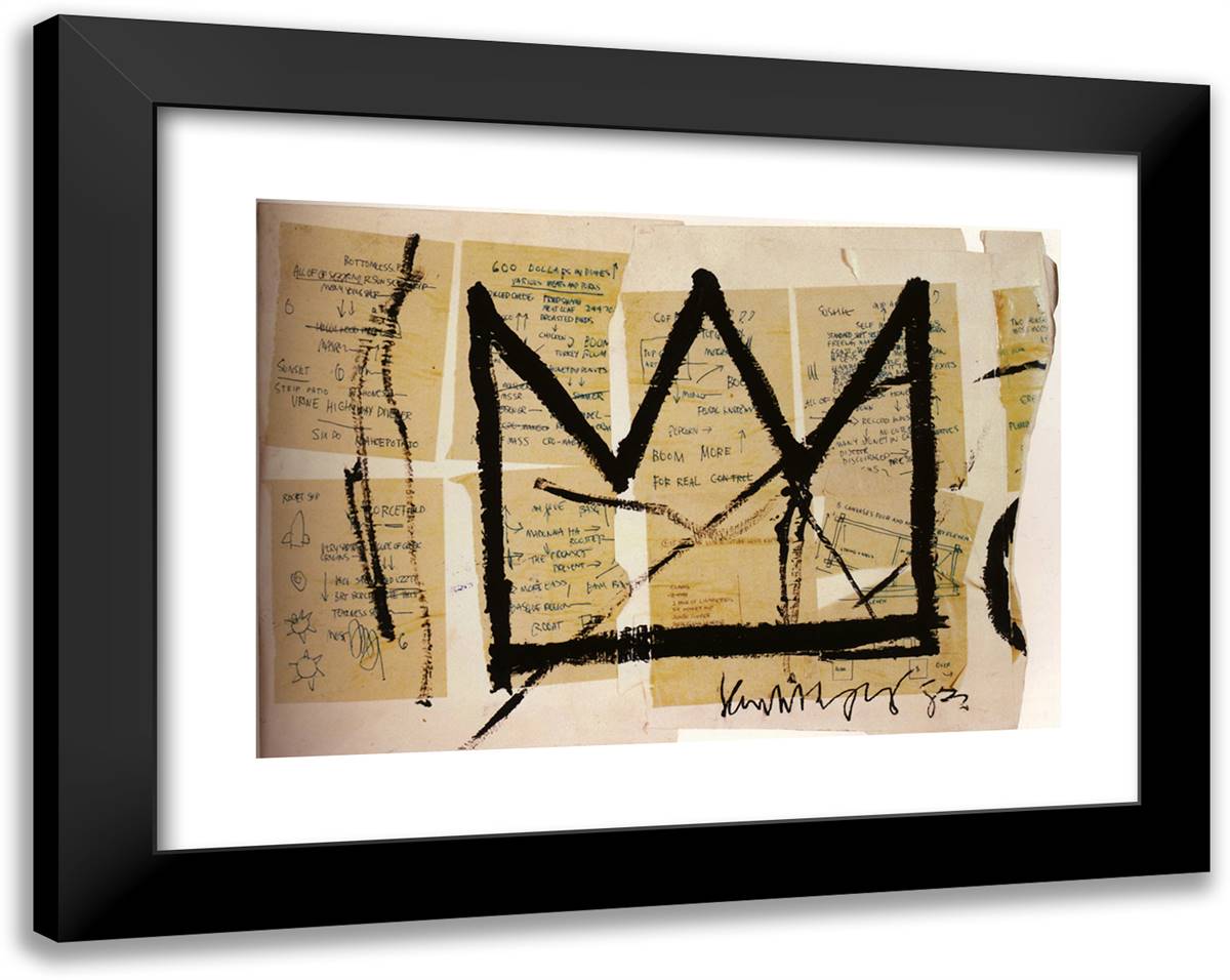 Crown 24x19 Black Modern Wood Framed Art Print Poster by Basquiat, Jean Michel