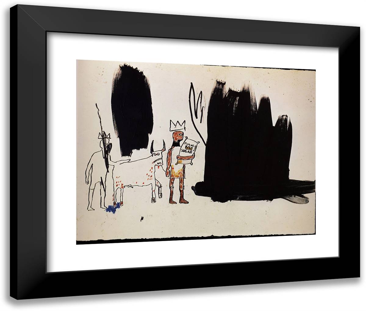 Dwellers in the Marshes 24x20 Black Modern Wood Framed Art Print Poster by Basquiat, Jean Michel