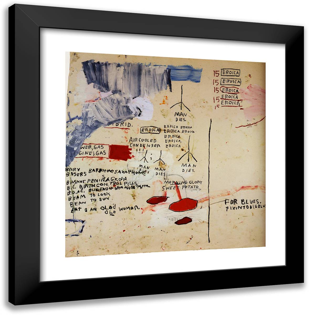 Eroica I  20x20 Black Modern Wood Framed Art Print Poster by Basquiat, Jean Michel