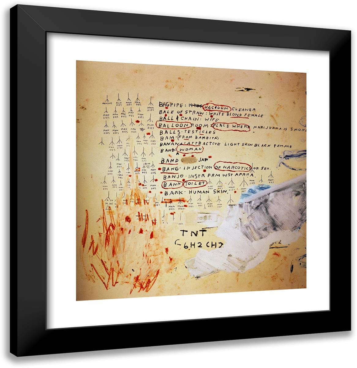 Eroica II 20x20 Black Modern Wood Framed Art Print Poster by Basquiat, Jean Michel