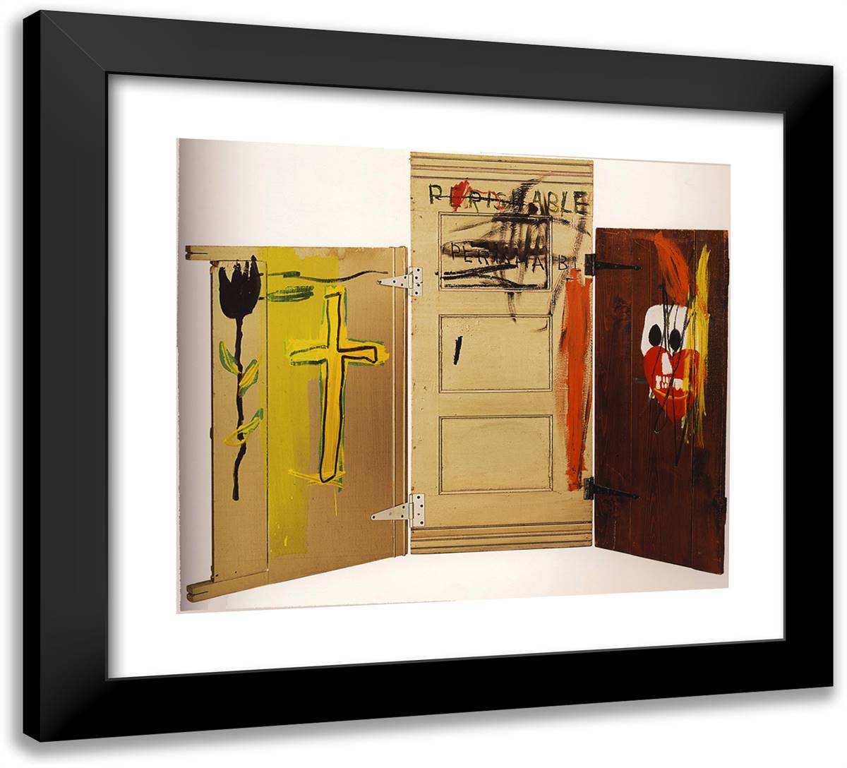 Gravestone 22x20 Black Modern Wood Framed Art Print Poster by Basquiat, Jean Michel
