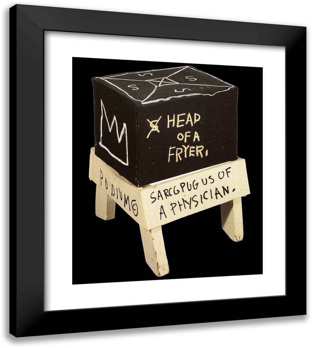 Head of a Fryer 20x23 Black Modern Wood Framed Art Print Poster by Basquiat, Jean Michel