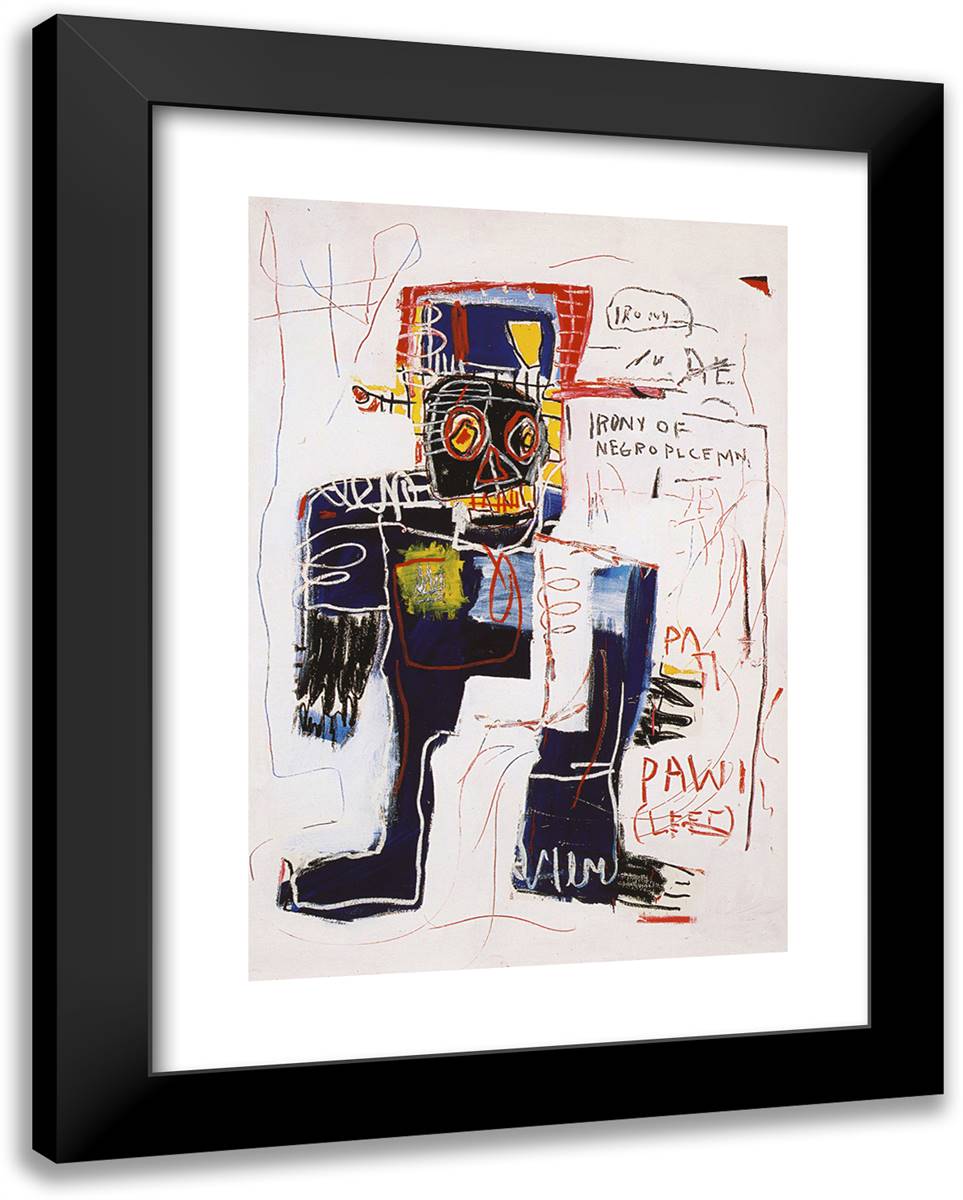 Irony of the Negro Policeman 19x24 Black Modern Wood Framed Art Print Poster by Basquiat, Jean Michel