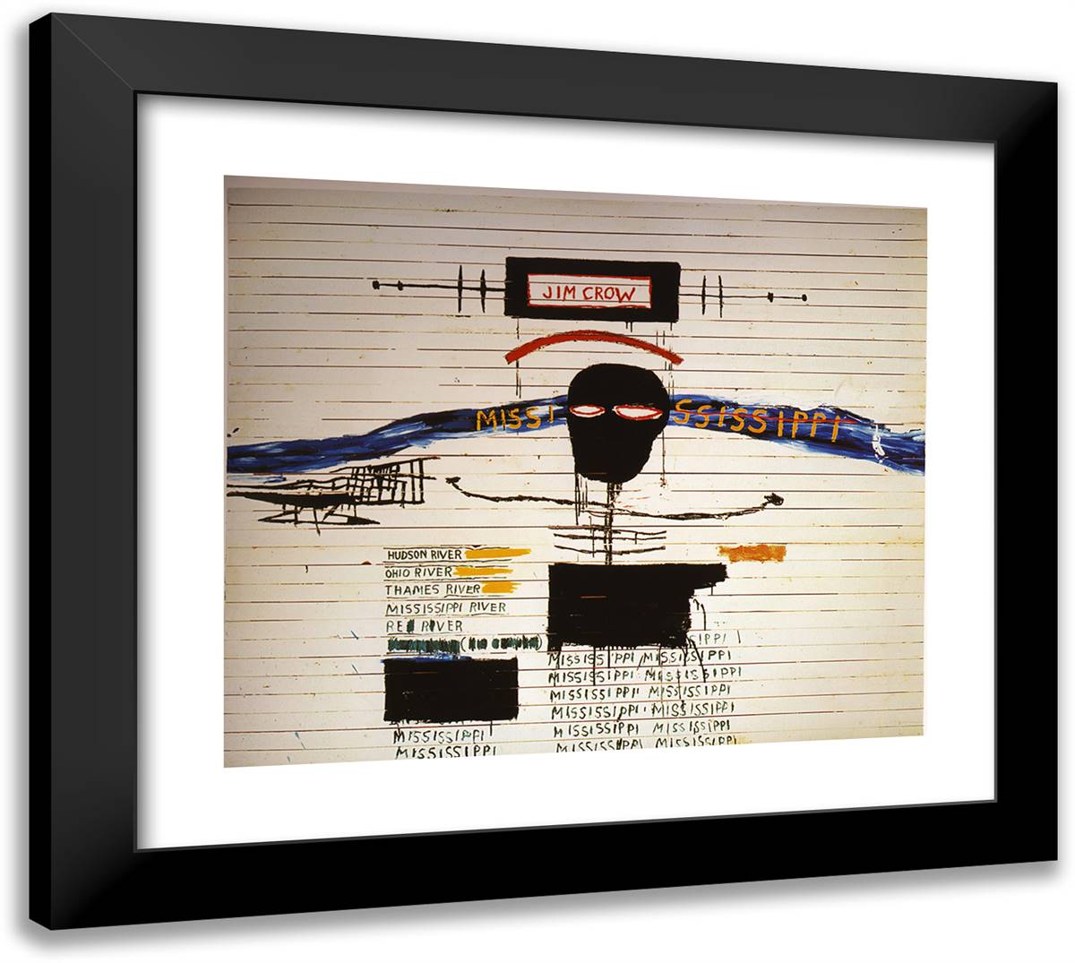 Jim Crow 22x20 Black Modern Wood Framed Art Print Poster by Basquiat, Jean Michel