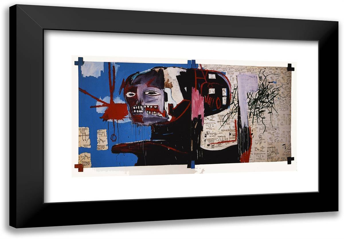 La Colomba 24x17 Black Modern Wood Framed Art Print Poster by Basquiat, Jean Michel
