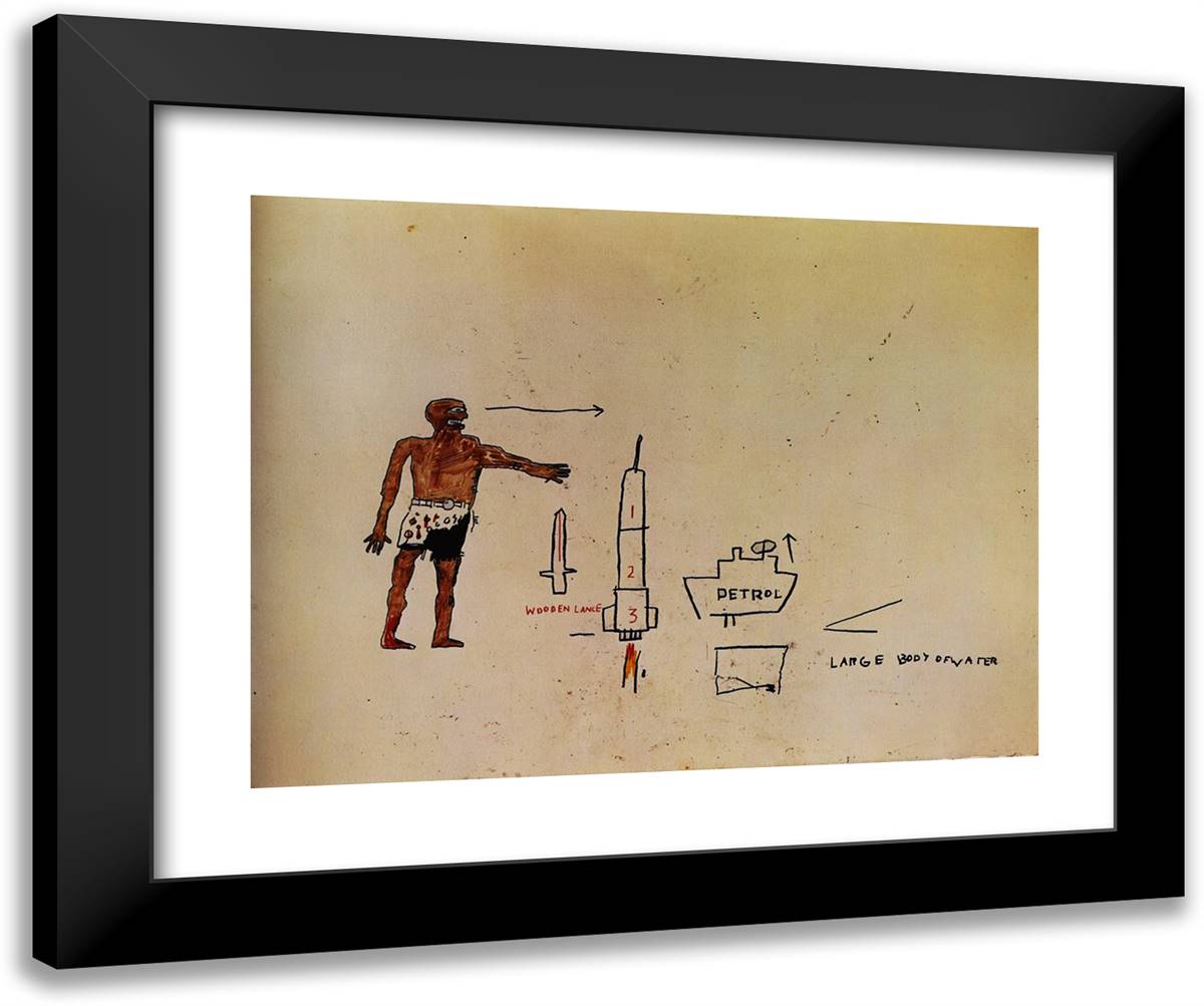 Large Body of Water 24x20 Black Modern Wood Framed Art Print Poster by Basquiat, Jean Michel