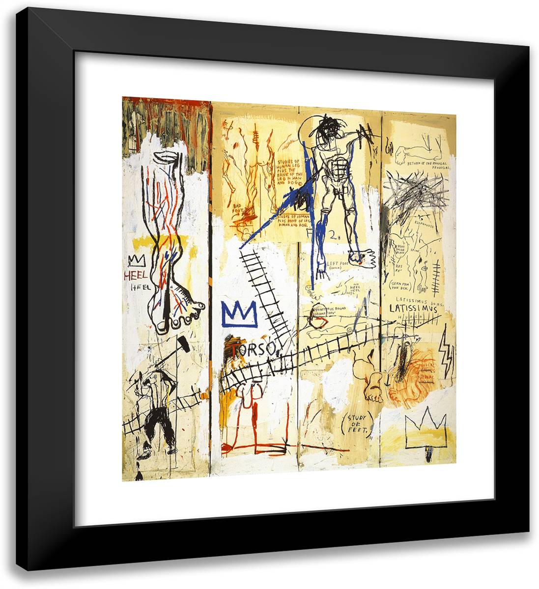 Leonardo Da VInci's Greatest Hits  20x22 Black Modern Wood Framed Art Print Poster by Basquiat, Jean Michel