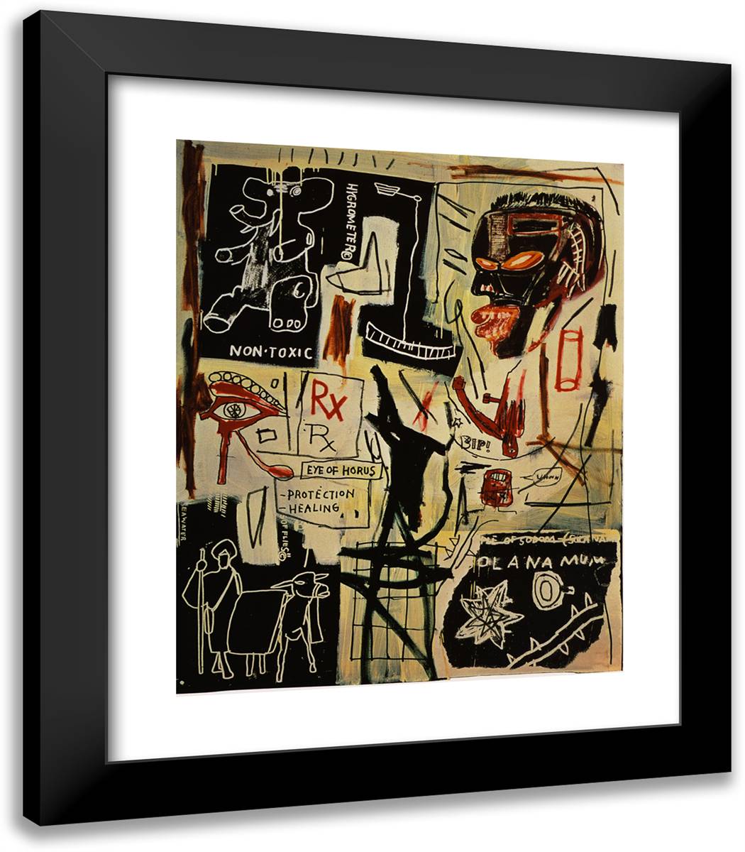 Melting Point of Ice 20x23 Black Modern Wood Framed Art Print Poster by Basquiat, Jean Michel