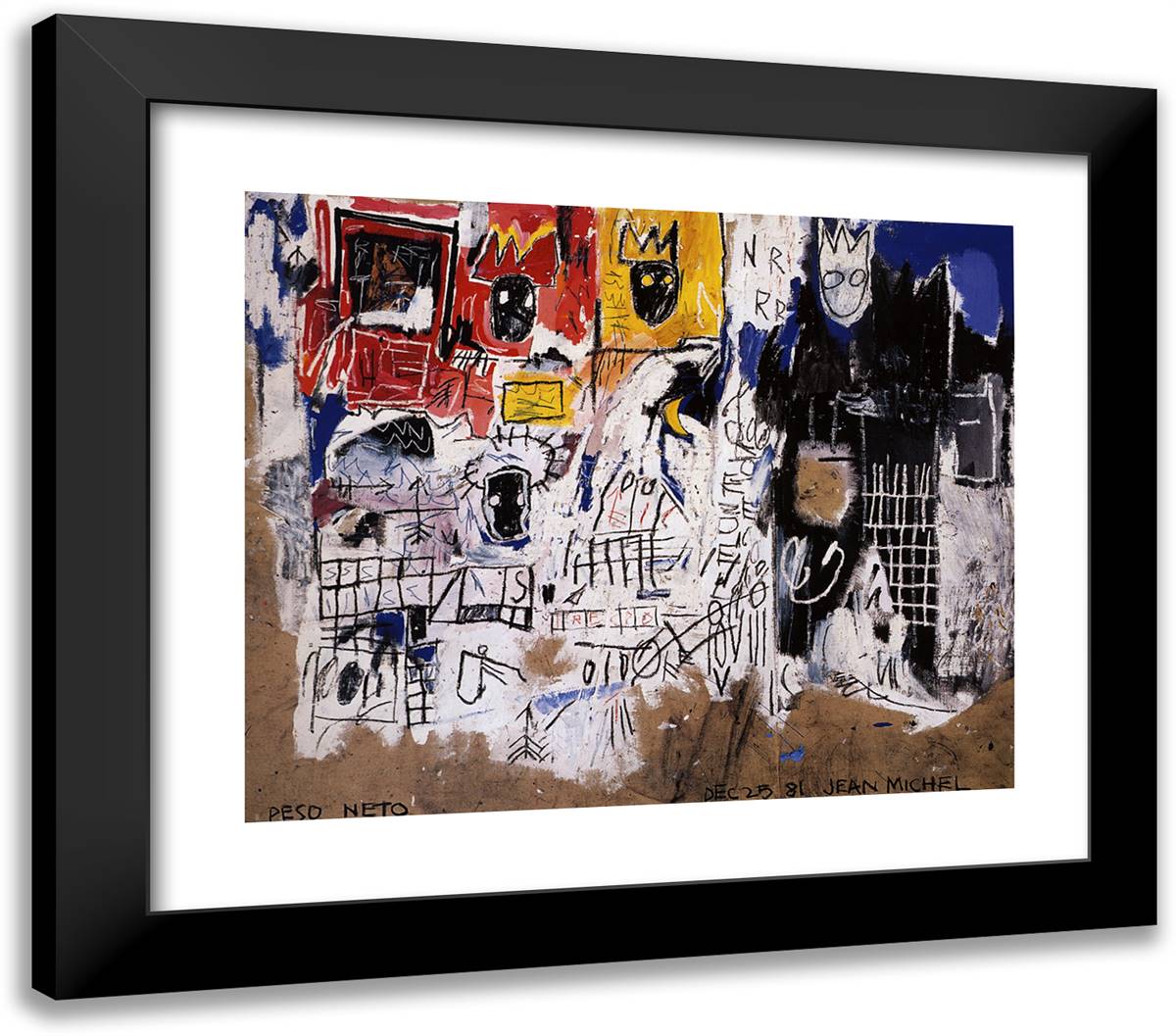 Net Weight 23x20 Black Modern Wood Framed Art Print Poster by Basquiat, Jean Michel