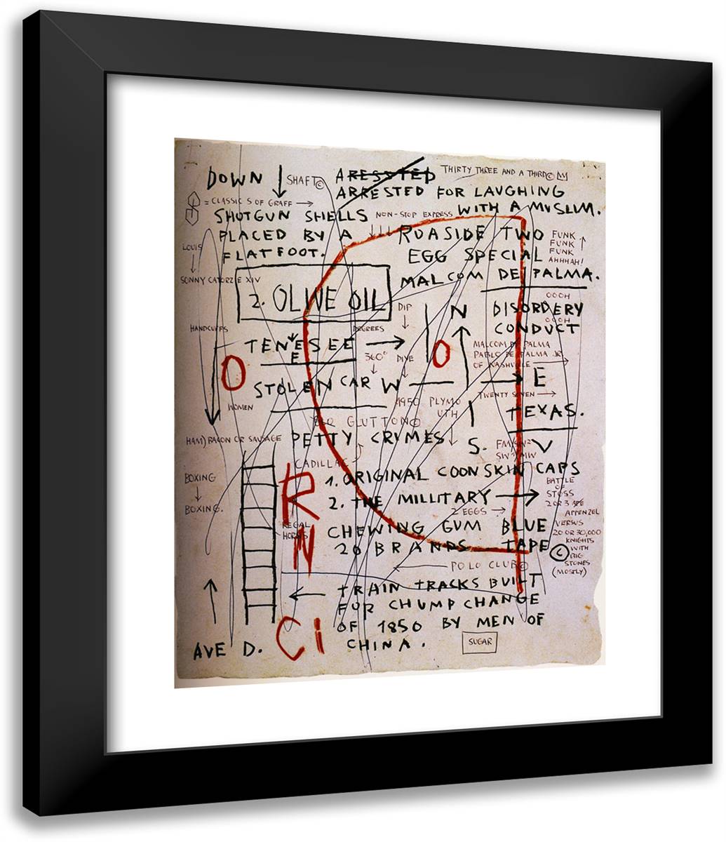 Olive Oil 20x24 Black Modern Wood Framed Art Print Poster by Basquiat, Jean Michel