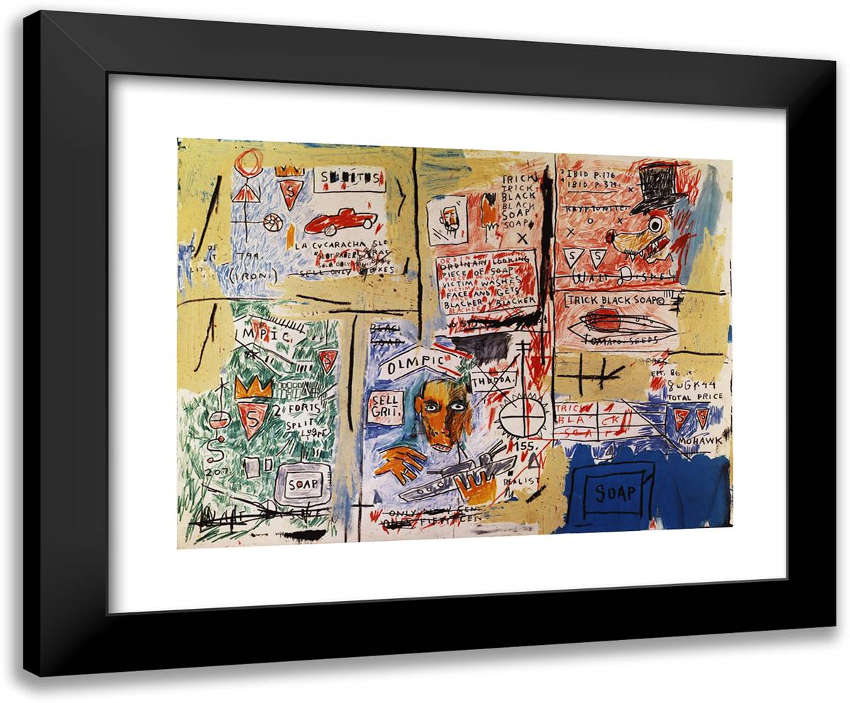 Olympic 24x20 Black Modern Wood Framed Art Print Poster by Basquiat, Jean Michel