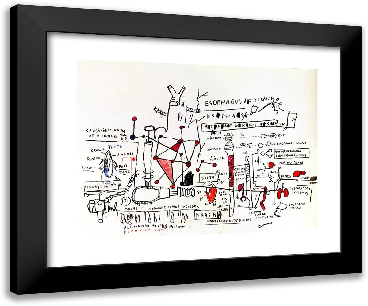 Pelptic Ulcer  24x20 Black Modern Wood Framed Art Print Poster by Basquiat, Jean Michel