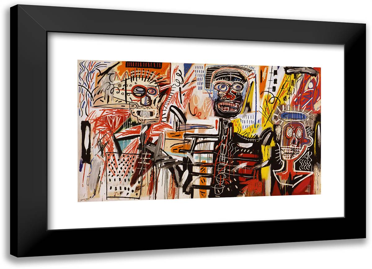 Philistines  24x17 Black Modern Wood Framed Art Print Poster by Basquiat, Jean Michel
