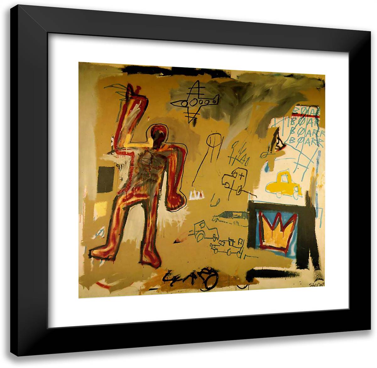 Red Man 21x20 Black Modern Wood Framed Art Print Poster by Basquiat, Jean Michel