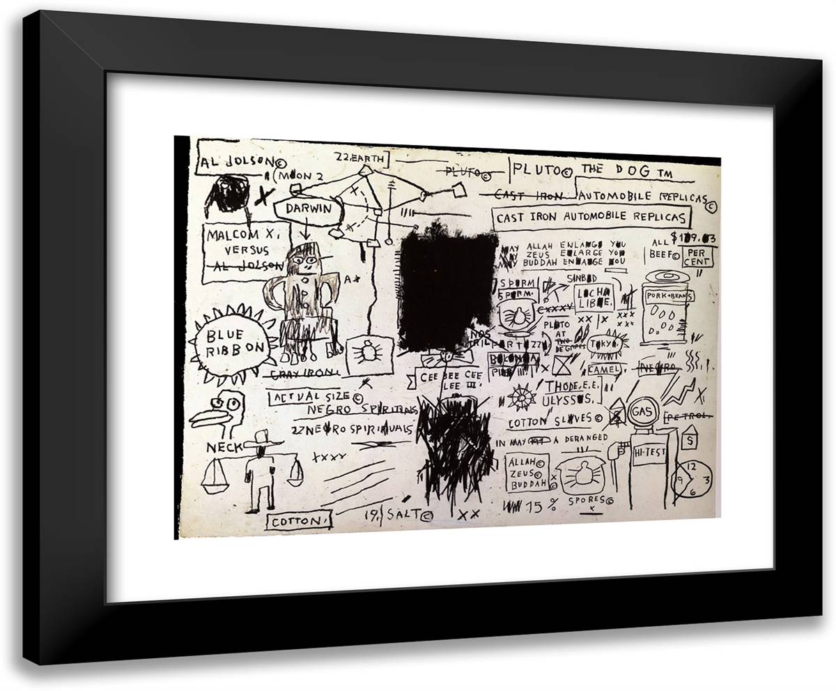 Replicas 24x20 Black Modern Wood Framed Art Print Poster by Basquiat, Jean Michel