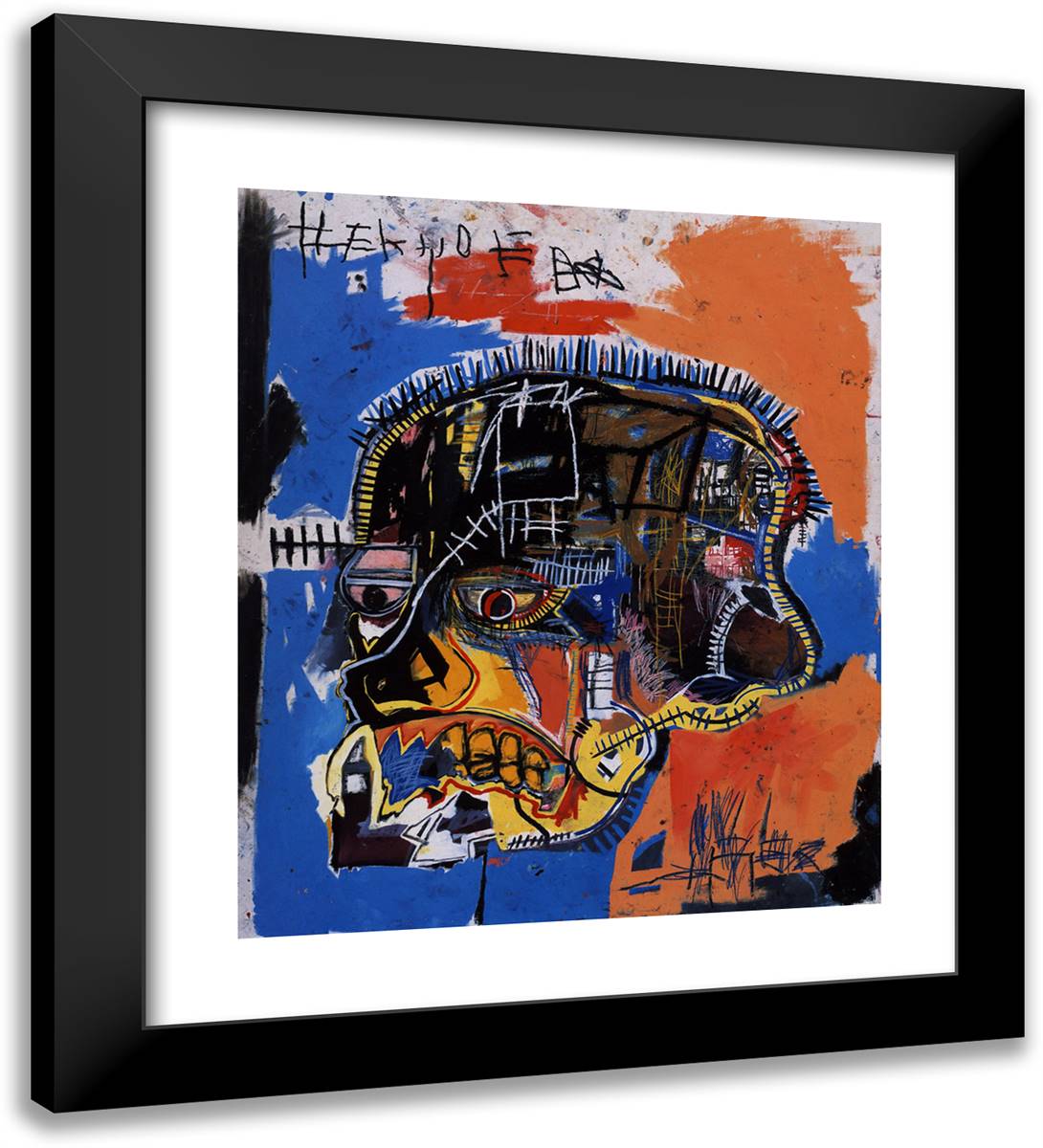 Scull 20x22 Black Modern Wood Framed Art Print Poster by Basquiat, Jean Michel