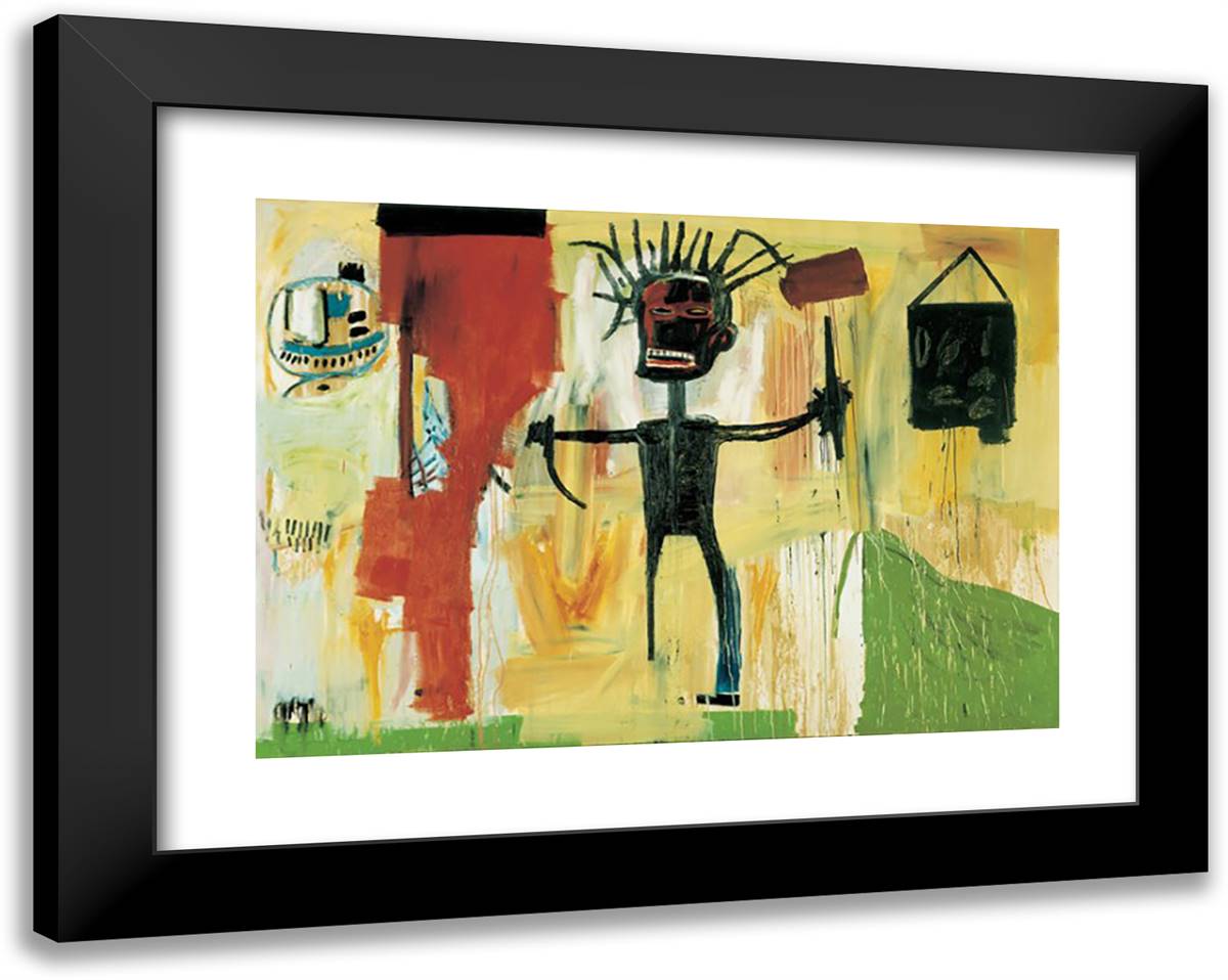 Self Portrait 24x19 Black Modern Wood Framed Art Print Poster by Basquiat, Jean Michel