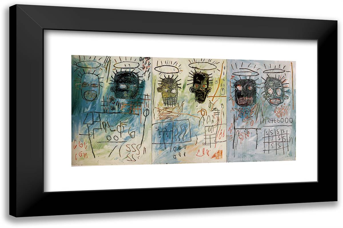 Six Crimee  24x16 Black Modern Wood Framed Art Print Poster by Basquiat, Jean Michel