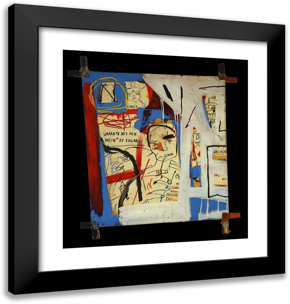 Three Quarters of Olympia Minus the Servant 20x21 Black Modern Wood Framed Art Print Poster by Basquiat, Jean Michel