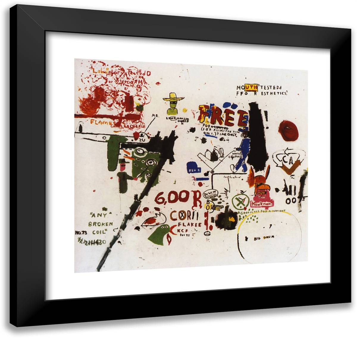 To Be Titled  21x20 Black Modern Wood Framed Art Print Poster by Basquiat, Jean Michel
