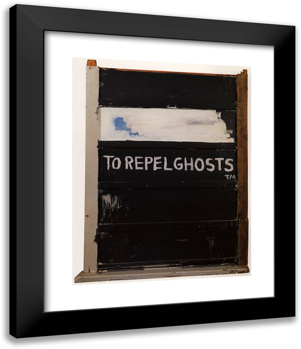 To Repels Ghosts 20x24 Black Modern Wood Framed Art Print Poster by Basquiat, Jean Michel