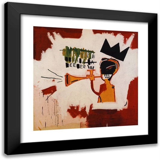 Trumpet 20x20 Black Modern Wood Framed Art Print Poster by Basquiat, Jean Michel