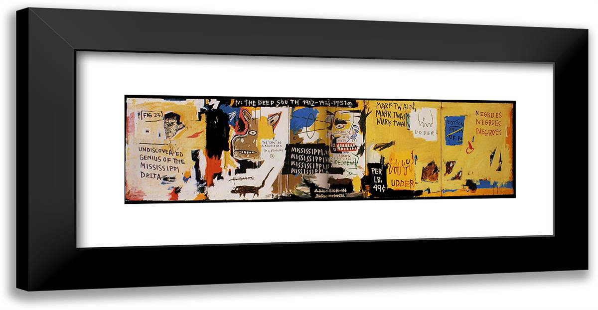 Undiscovered Genius of the Mississippi Delta 24x12 Black Modern Wood Framed Art Print Poster by Basquiat, Jean Michel