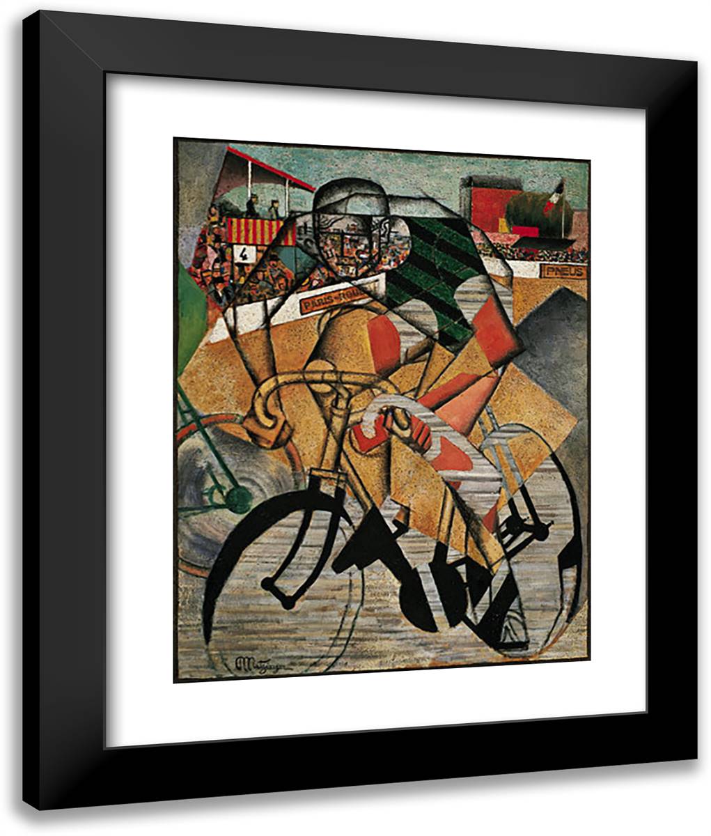 At the Cycle-Race Track 20x24 Black Modern Wood Framed Art Print Poster by Metzinger, Jean