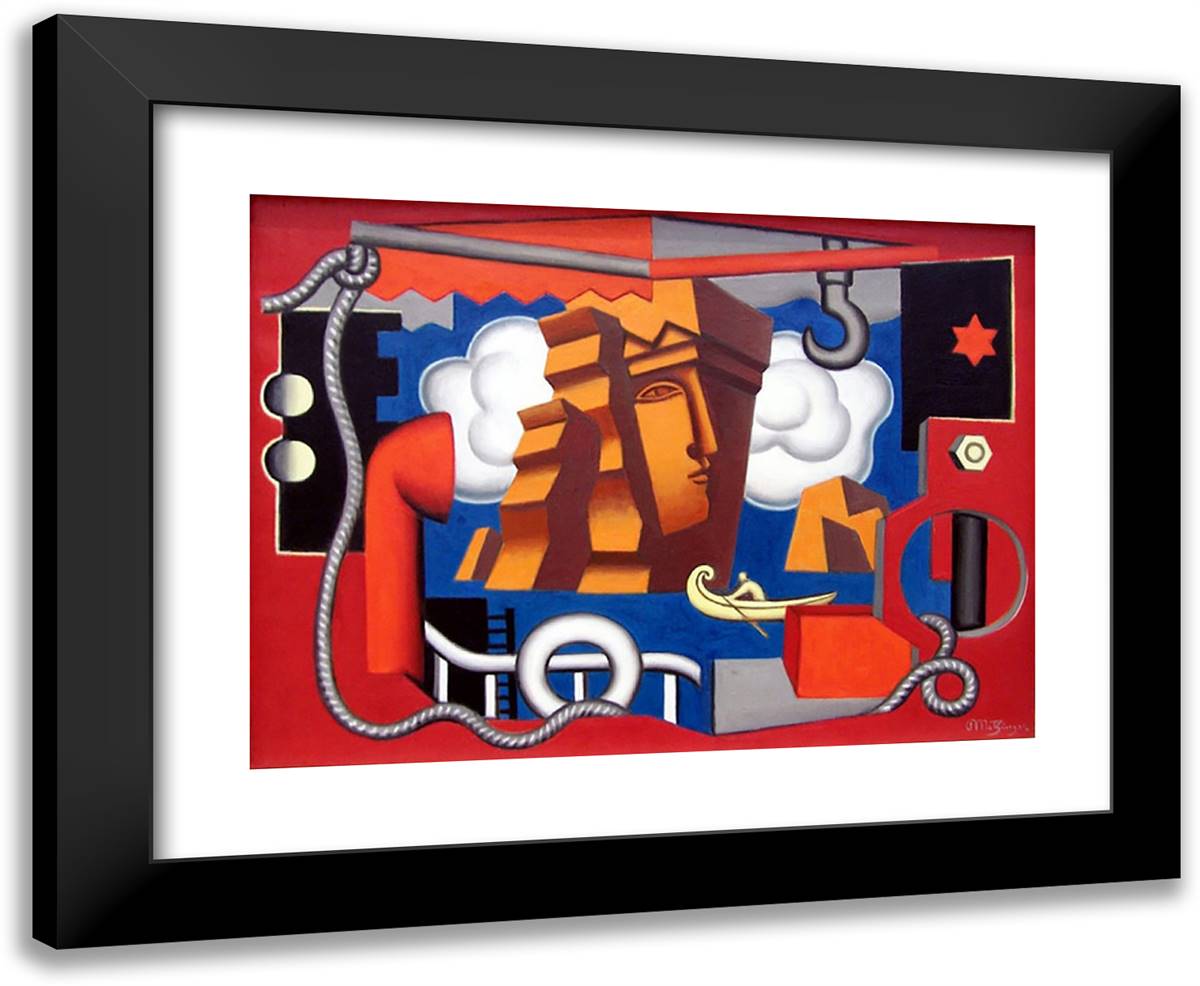 Composition Allegorique  24x20 Black Modern Wood Framed Art Print Poster by Metzinger, Jean