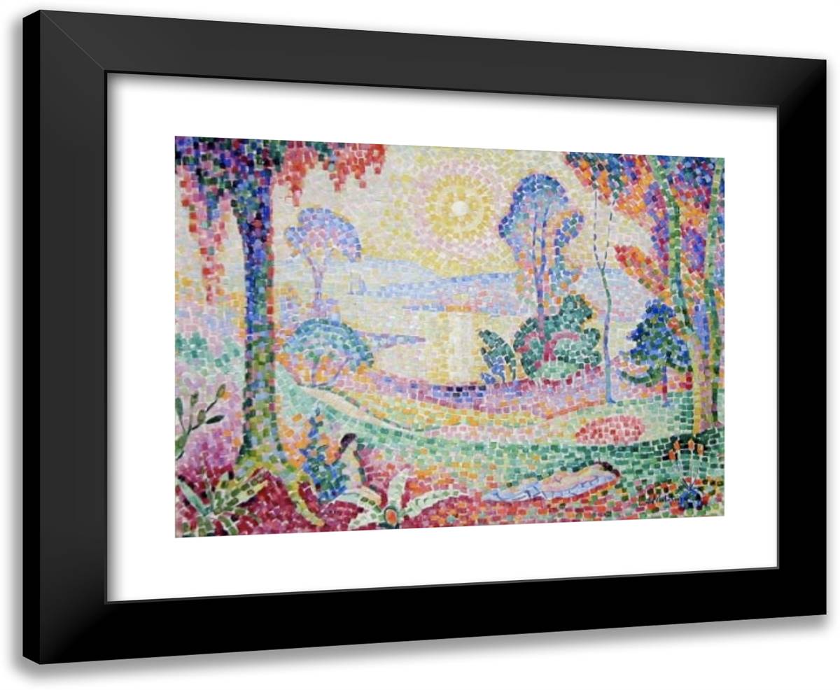 Couchee De Soleil No. 1 24x20 Black Modern Wood Framed Art Print Poster by Metzinger, Jean