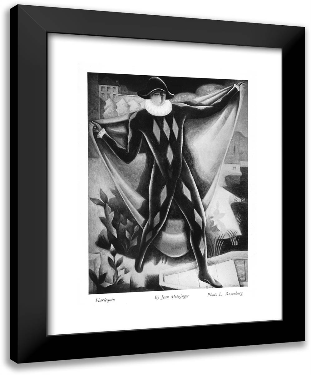 Embarkation of Harlequin (Arlequin)  19x24 Black Modern Wood Framed Art Print Poster by Metzinger, Jean