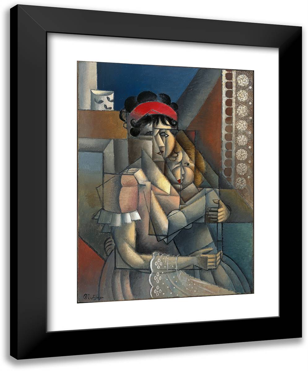 Femme À La Fenêtre, Maternite  19x24 Black Modern Wood Framed Art Print Poster by Metzinger, Jean
