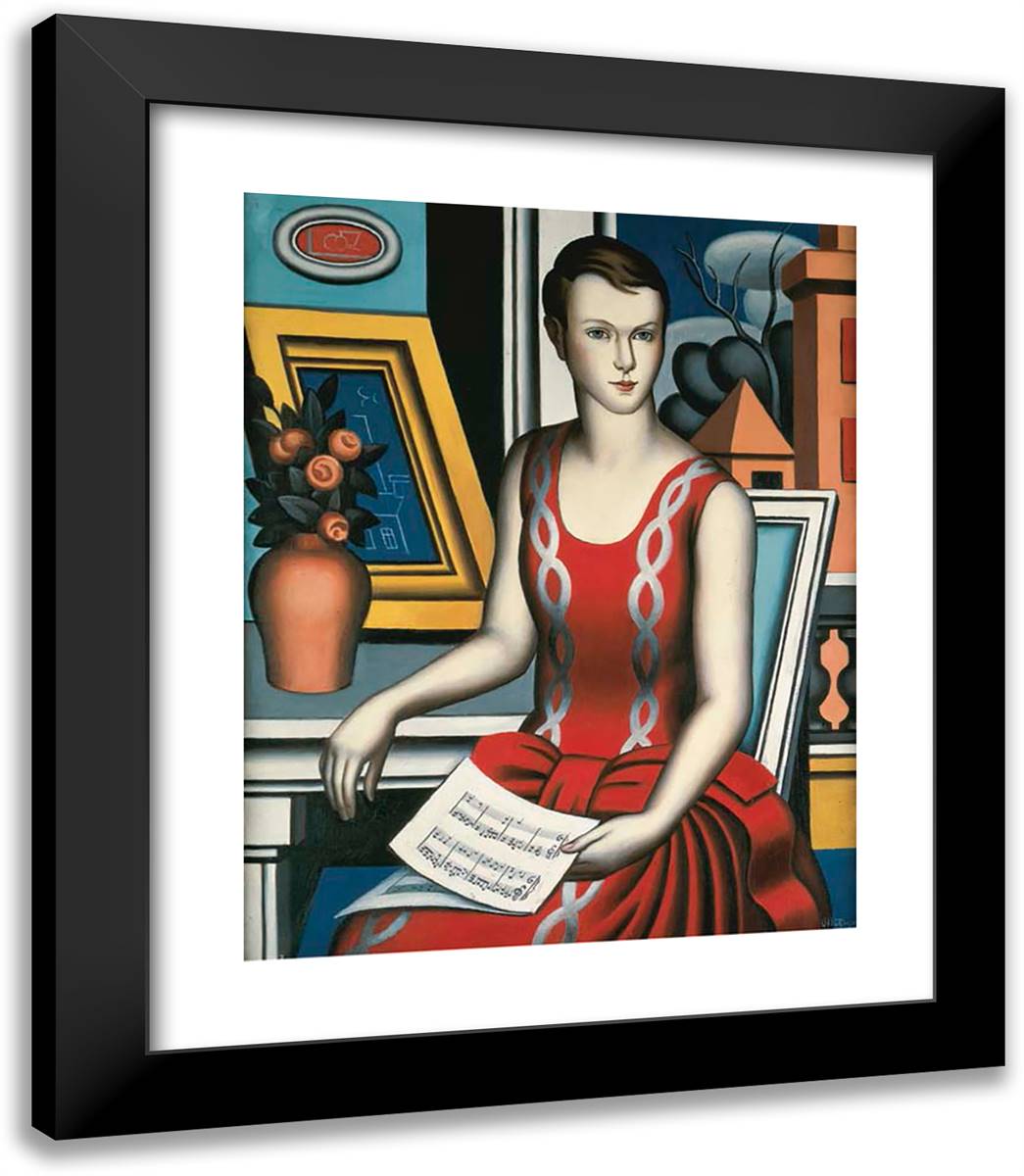 Jeune Fille À La Partition  20x23 Black Modern Wood Framed Art Print Poster by Metzinger, Jean