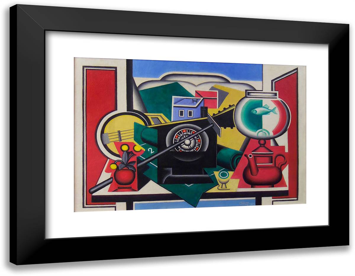 La Roulette  24x19 Black Modern Wood Framed Art Print Poster by Metzinger, Jean