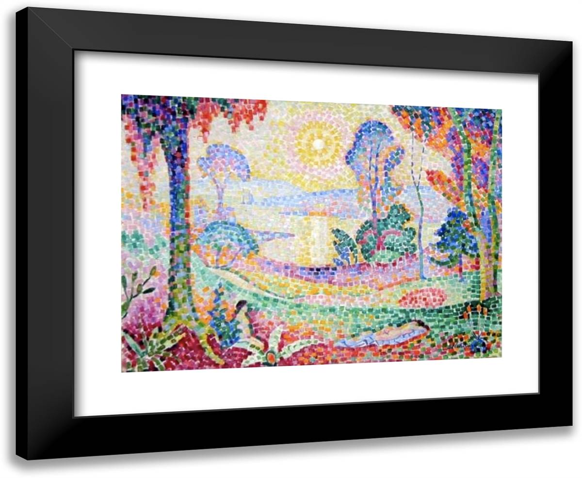 Landscape (Couchee De Soleil No. 1)  24x20 Black Modern Wood Framed Art Print Poster by Metzinger, Jean