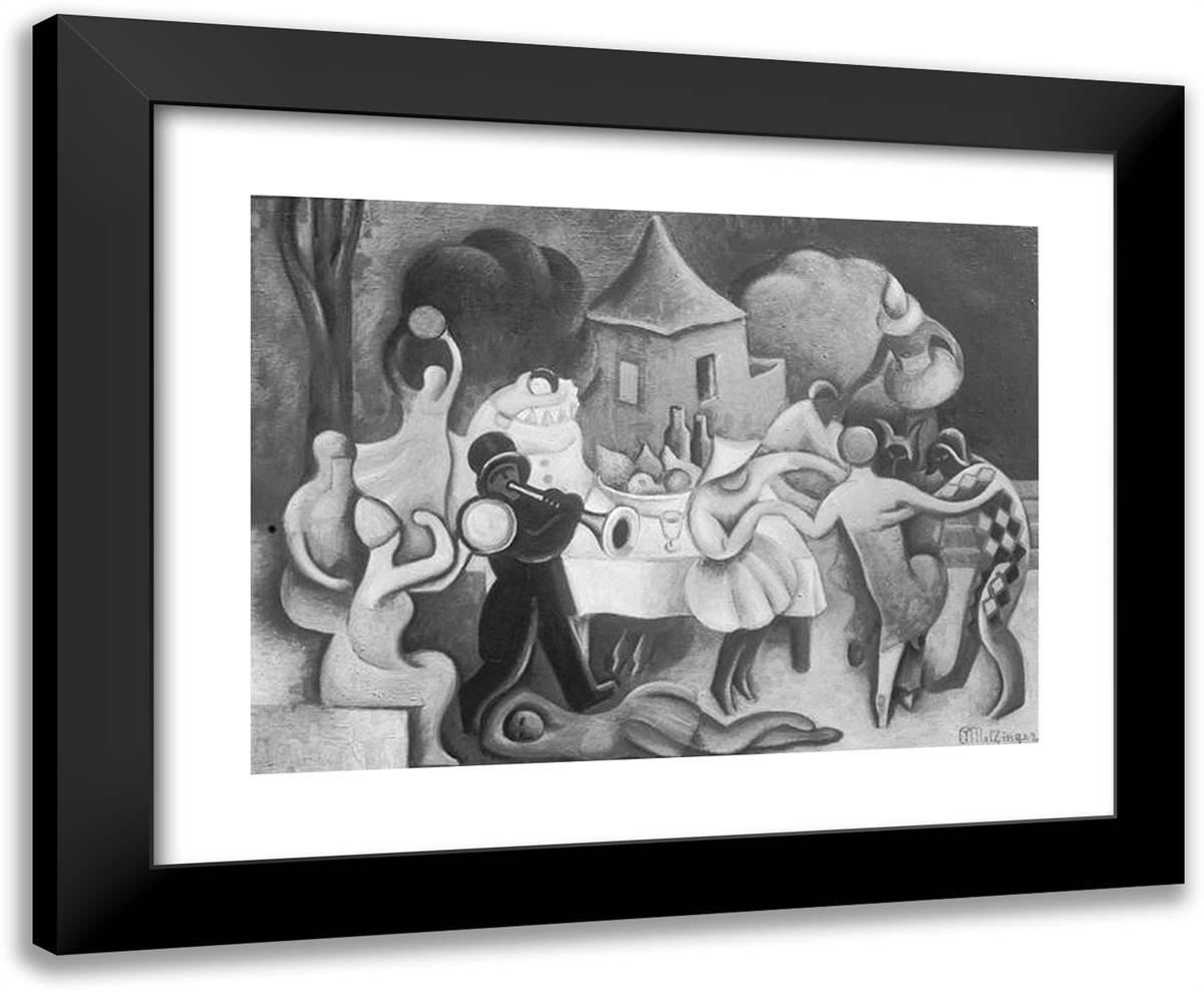 Le Bal Masque, Carnaval À Venise  24x20 Black Modern Wood Framed Art Print Poster by Metzinger, Jean