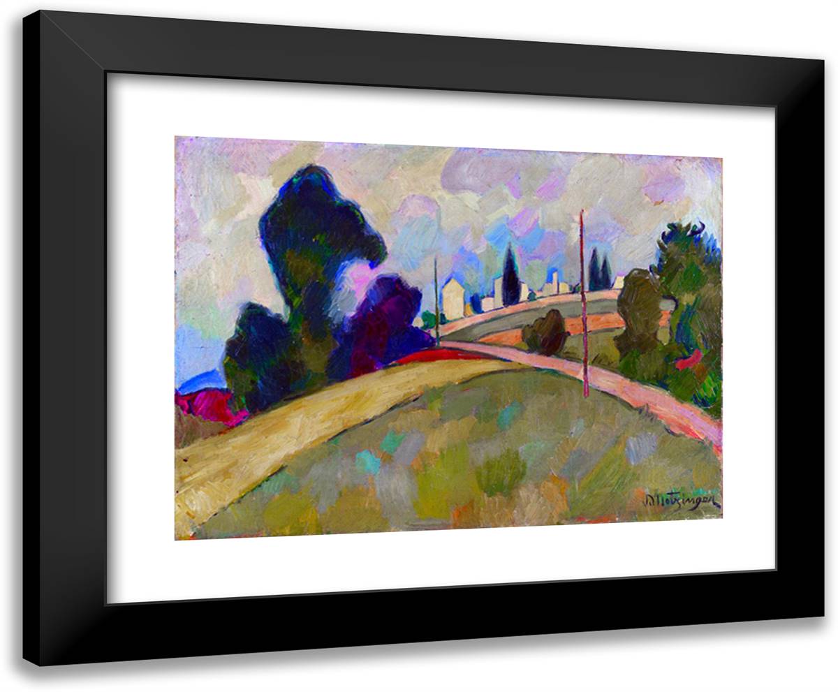 Le Chemin a Travers Les Champs  24x20 Black Modern Wood Framed Art Print Poster by Metzinger, Jean