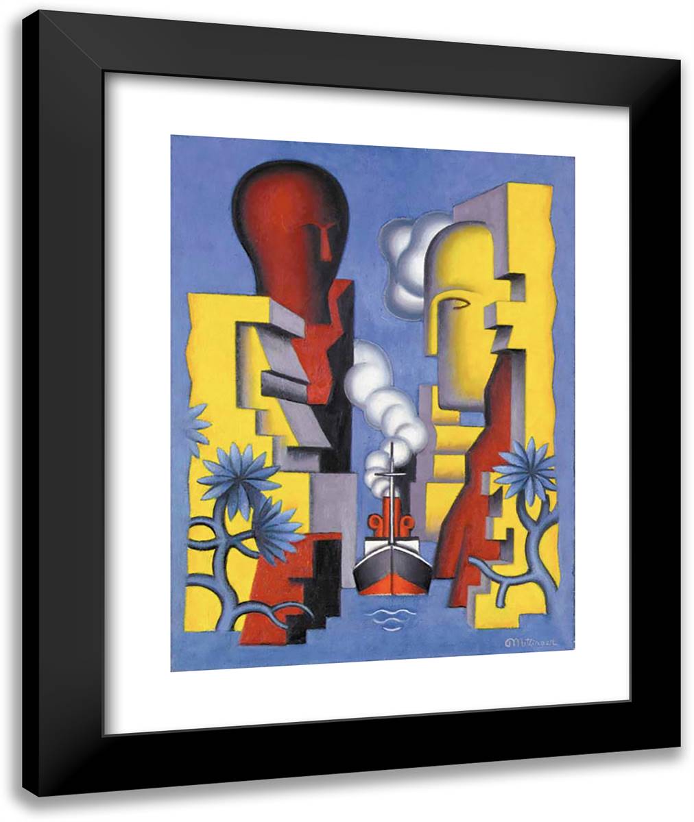L'Isthme De Corinthe  20x24 Black Modern Wood Framed Art Print Poster by Metzinger, Jean