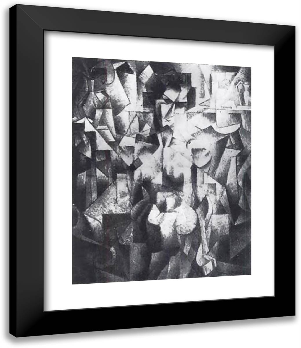 Nu À La Cheminee 20x24 Black Modern Wood Framed Art Print Poster by Metzinger, Jean