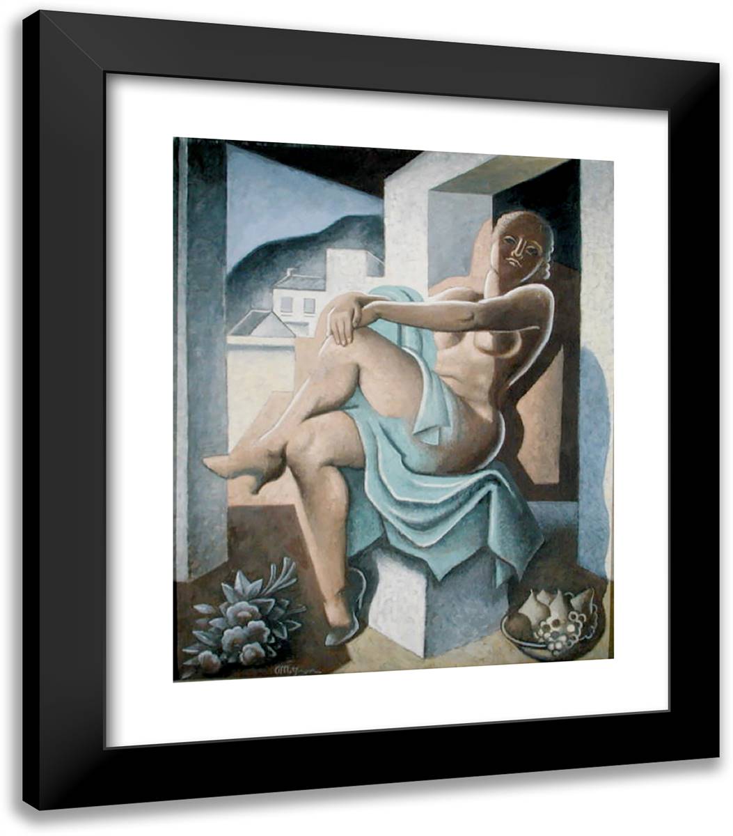 Nu Au Soleil (Nude in the Sun)  20x23 Black Modern Wood Framed Art Print Poster by Metzinger, Jean
