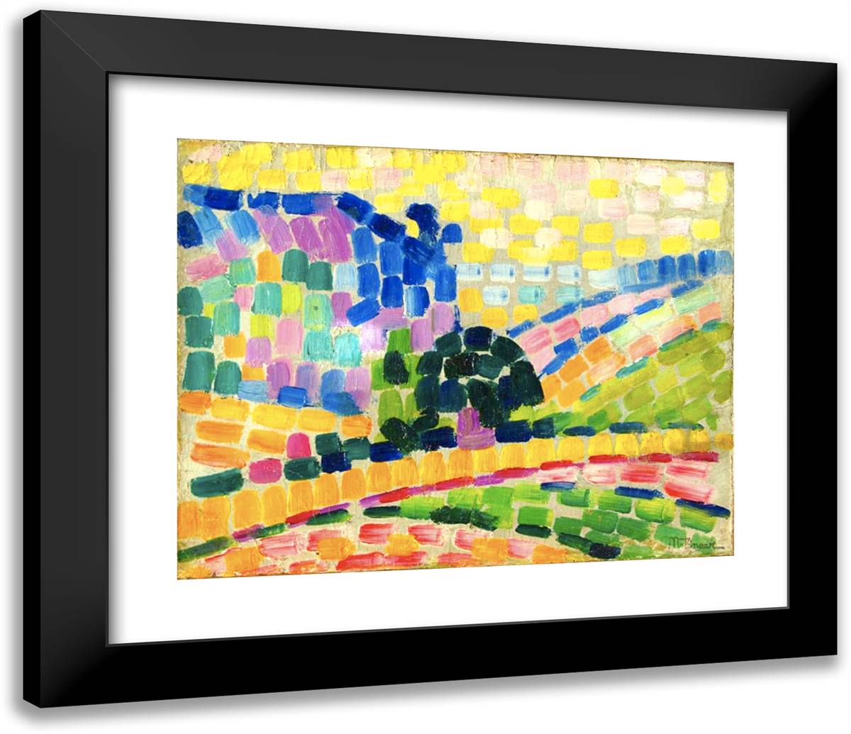 Paysage À L'Arbre Rond (Landscape with a Round Tree)  23x20 Black Modern Wood Framed Art Print Poster by Metzinger, Jean