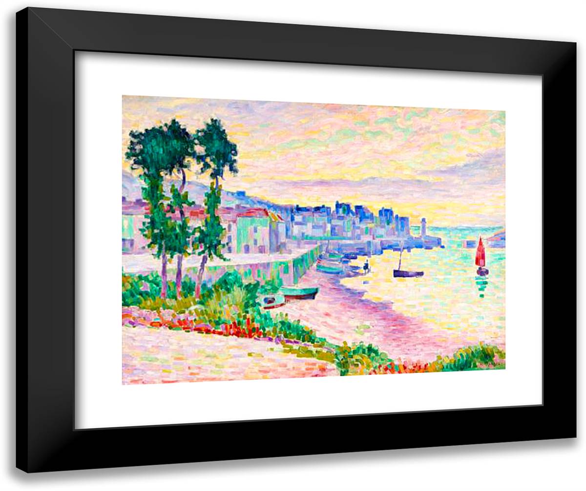 Saint-Tropez  24x20 Black Modern Wood Framed Art Print Poster by Metzinger, Jean