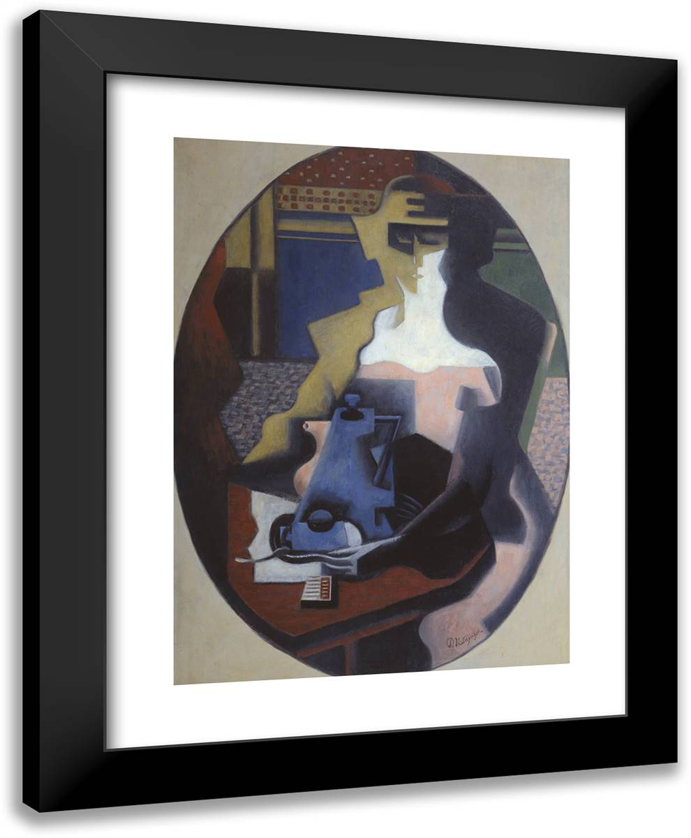 Woman with a Coffee Pot 19x24 Black Modern Wood Framed Art Print Poster by Metzinger, Jean