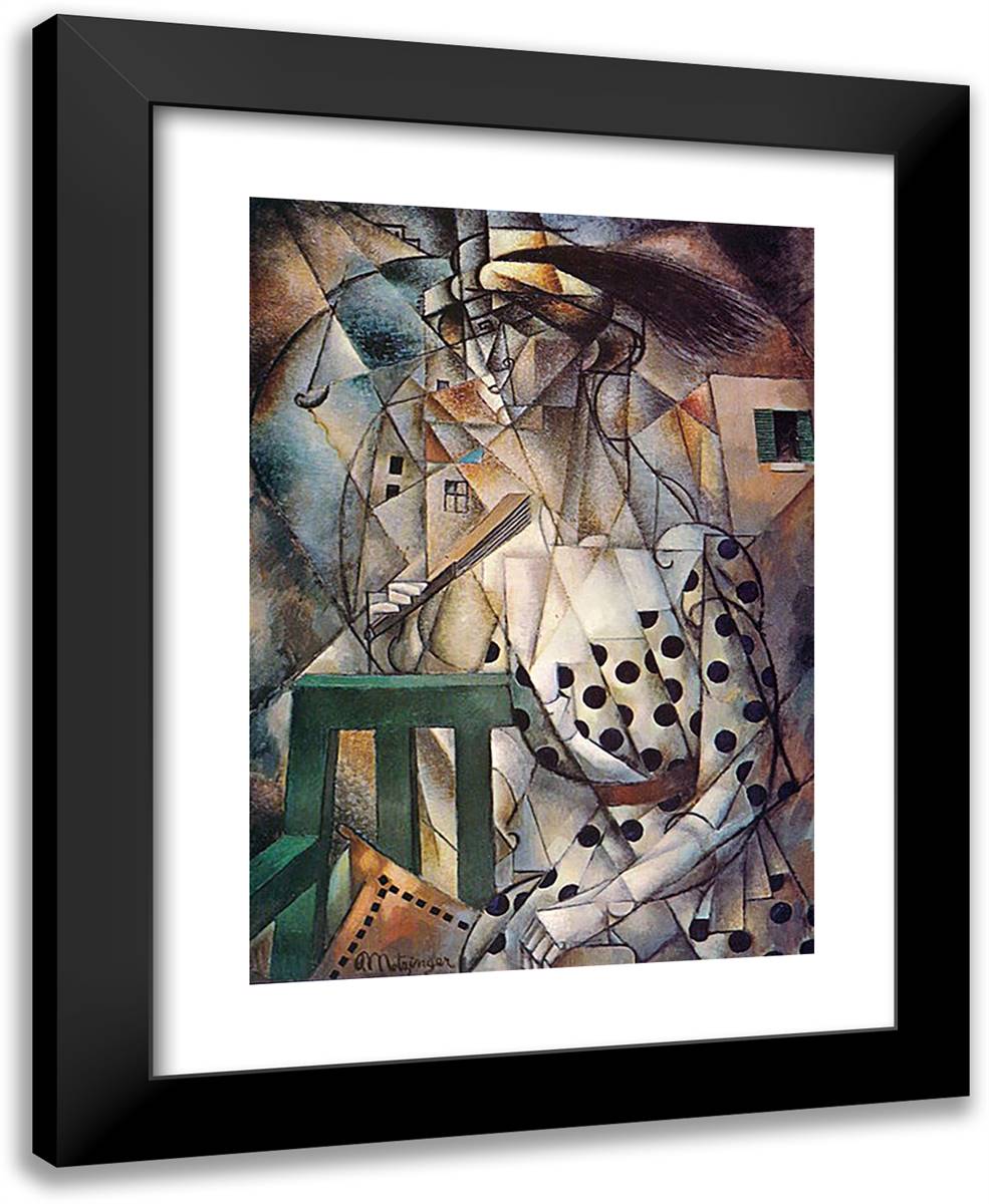 Woman with a Fan II 19x24 Black Modern Wood Framed Art Print Poster by Metzinger, Jean