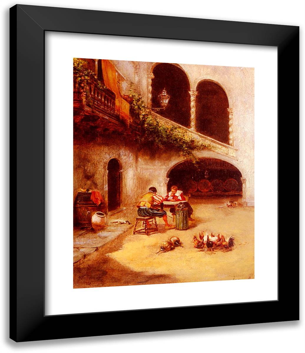 A Courtyard Scene 20x24 Black Modern Wood Framed Art Print Poster by Miro, Joan