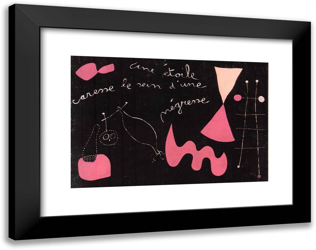 A Star Caresses the Breasts of a Negro Woman 24x19 Black Modern Wood Framed Art Print Poster by Miro, Joan