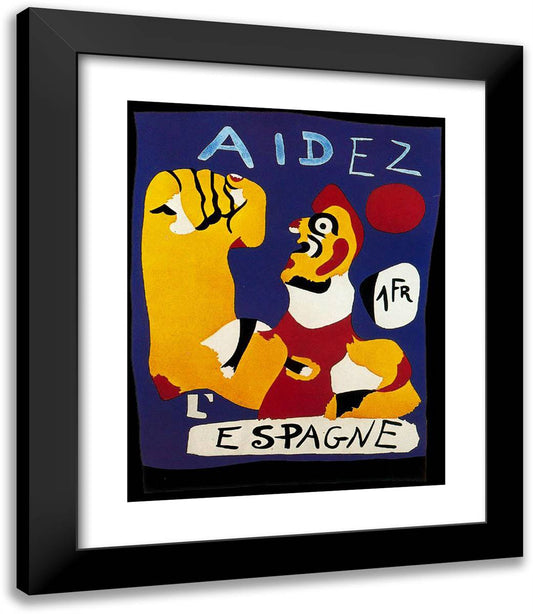 Aidez L'Espagne (Help Spain) 20x23 Black Modern Wood Framed Art Print Poster by Miro, Joan